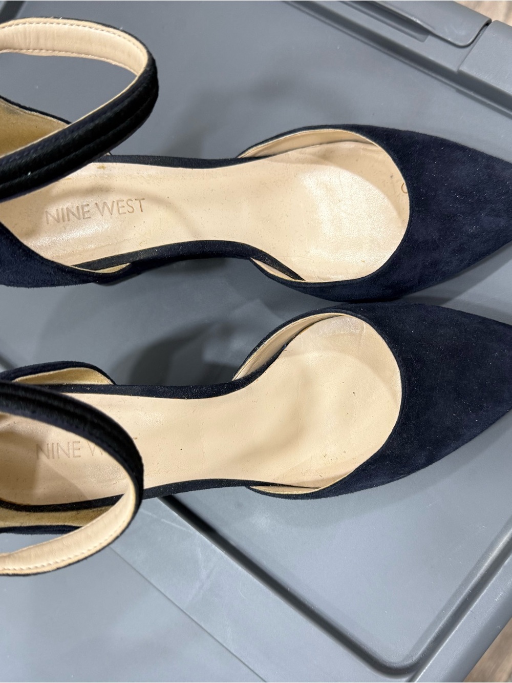 Nine West NAVY Suede Pointed-Toe Ankle-Strap Pumps